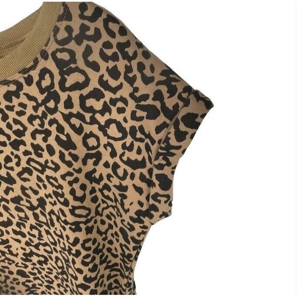 Ellison Leopard Sweatshirt Mini Dress Tunic Pockets Casual Athleisure Comfy Med - Picture 4 of 12
